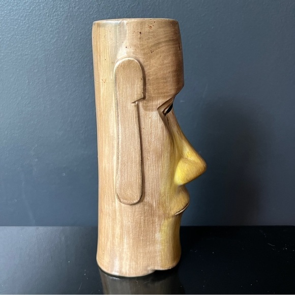 Vintage Otagiri Moai Tiki Mug Easter Island Head Ceramic Cocktail Glass Hawaiian - Picture 6 of 8